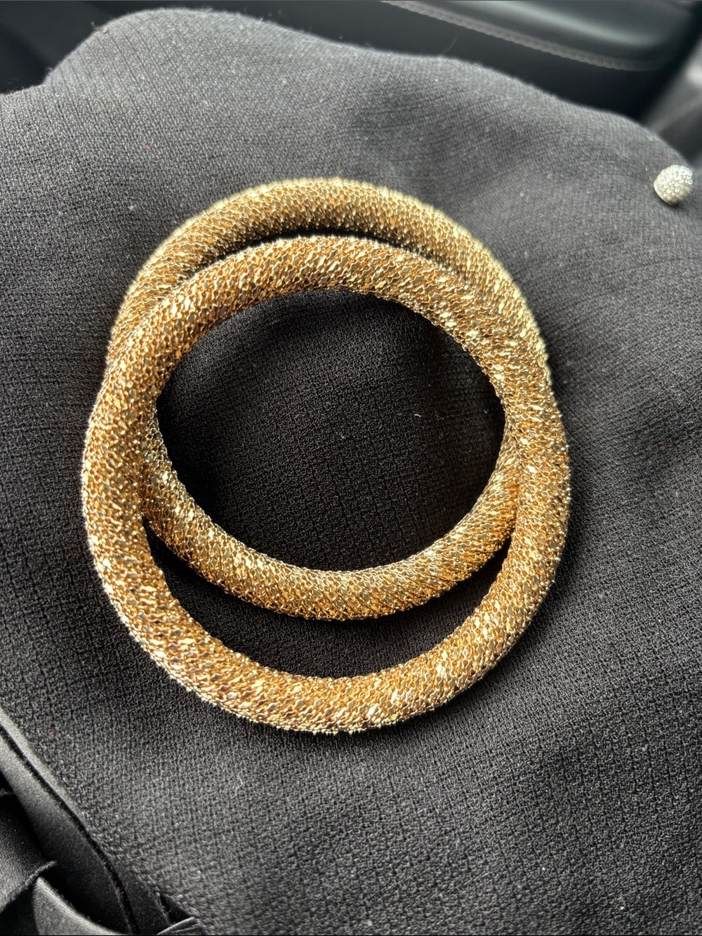Sparkling Gold Mesh Bangle Bracelet Set